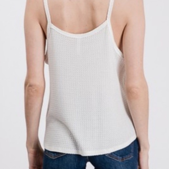 Off white button waffle cami. - Picture 4 of 4